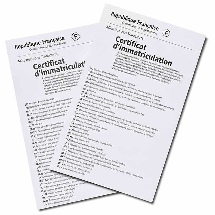 Certficat d'immatriculation Romans-sur-Isère